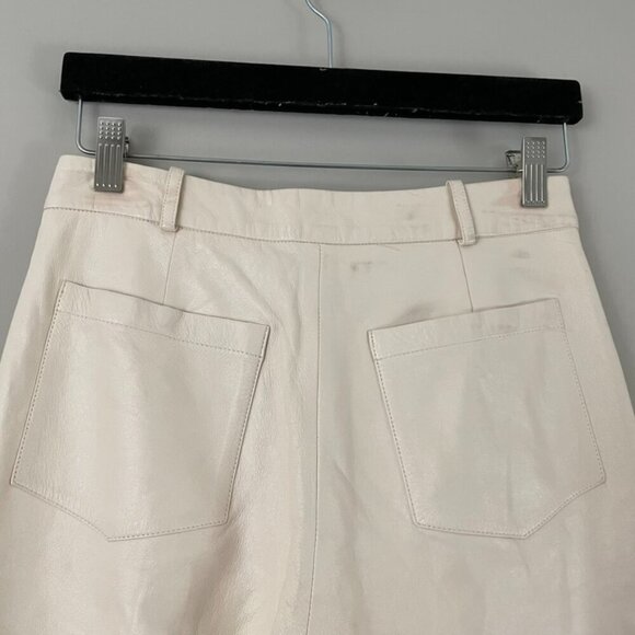 Zeynep Arcay Cropped Leather Taper Pants in Cream Size 2 - Picture 7 of 8
